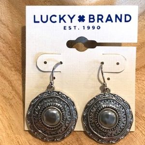 Lucky Brand Earrings with Grey Faux Pearls--NWT!